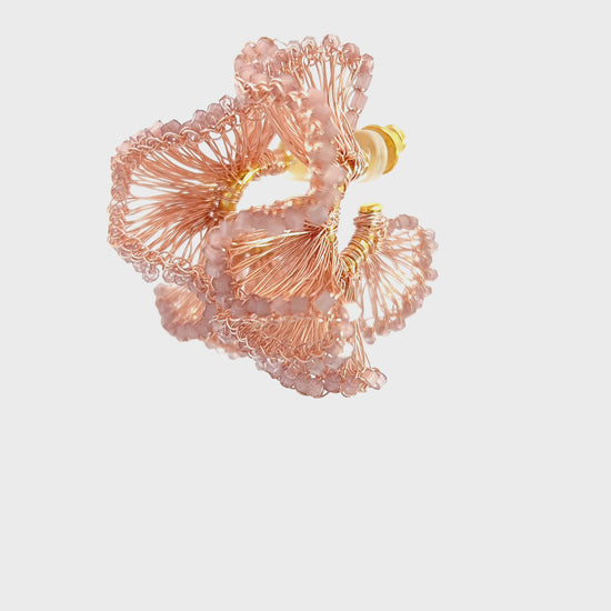 Load and play video in Gallery viewer, Rose Gold Small Ruffle Hoops
