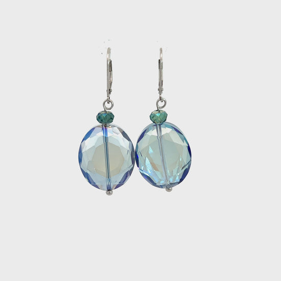 Load and play video in Gallery viewer, Blue Iridescent Crystal Earrings
