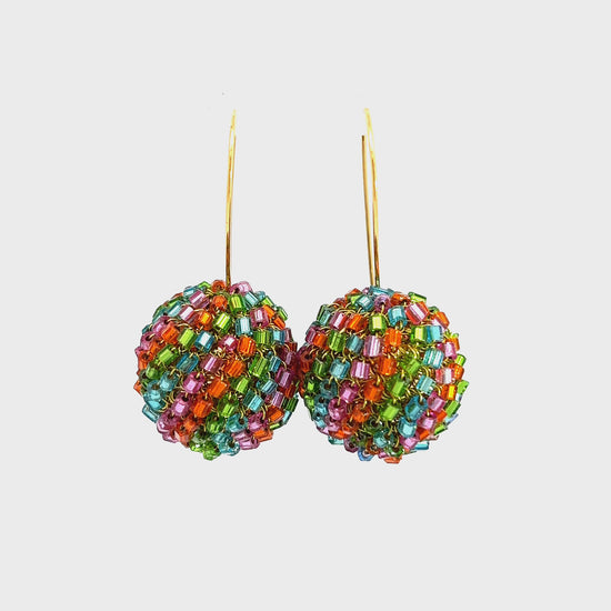 Load and play video in Gallery viewer, Multicolor Crystal Sphere Dangle Earring
