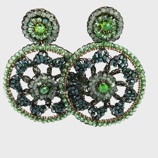 Load and play video in Gallery viewer, Green Circle Statement Earring
