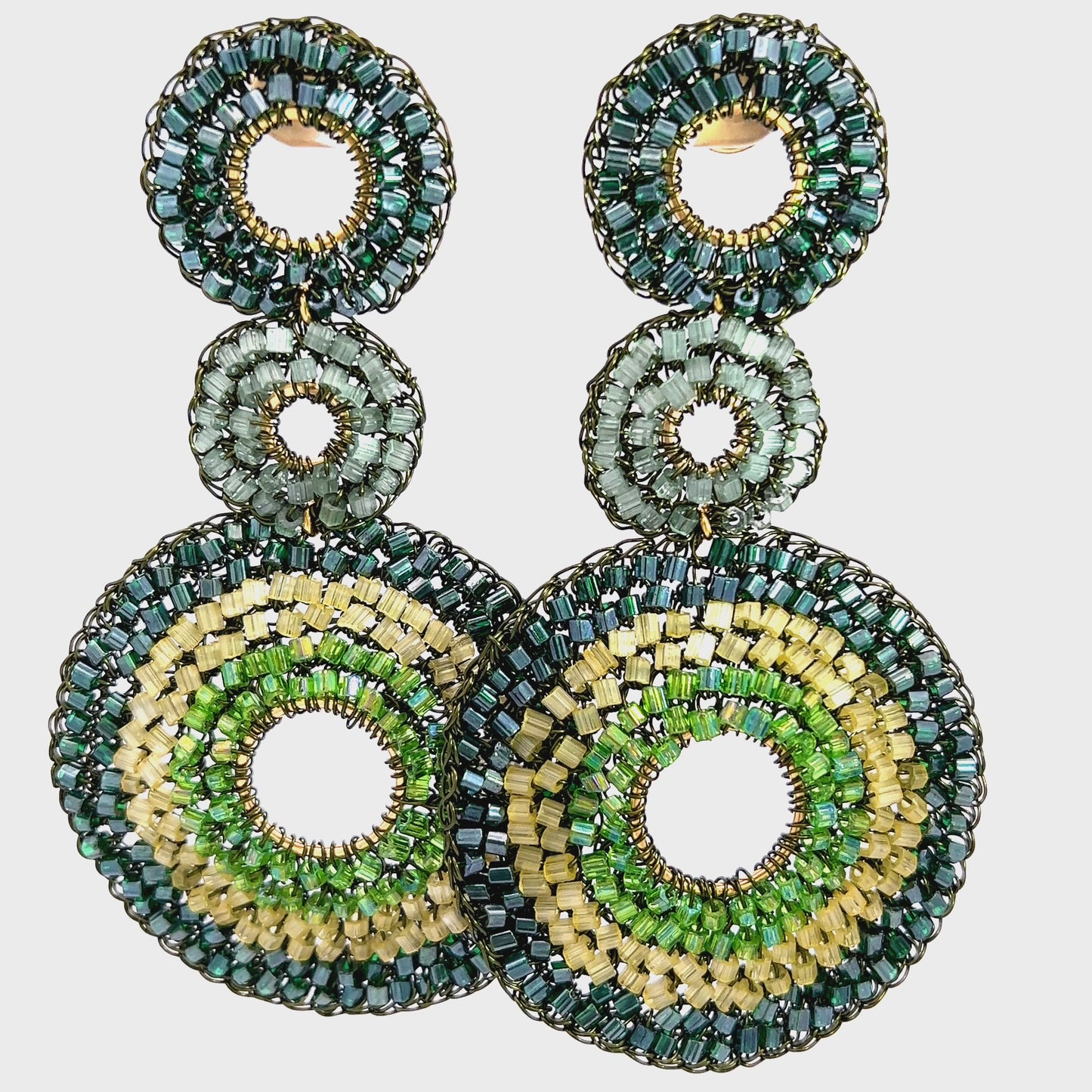 Load and play video in Gallery viewer, Green Multi Circle Statement Earring
