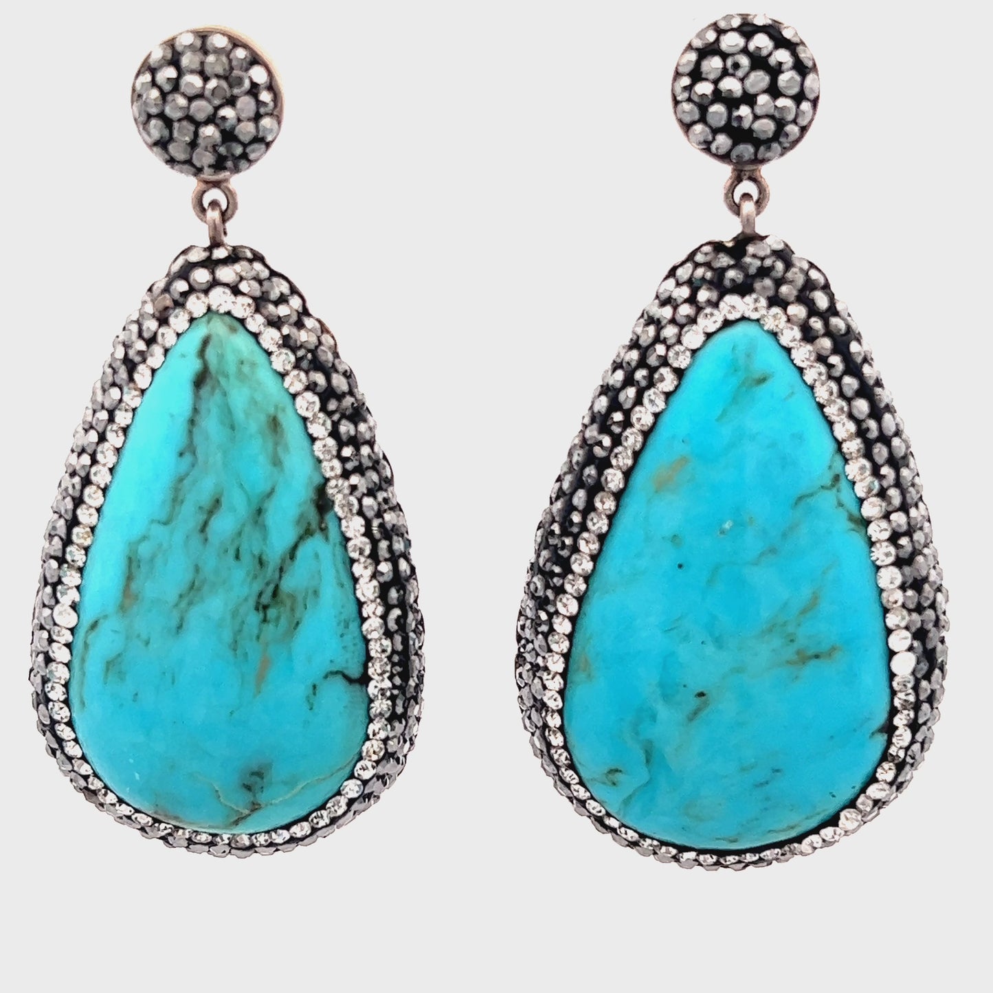 Load and play video in Gallery viewer, Turquoise and Crystal Sterling Silver Earring
