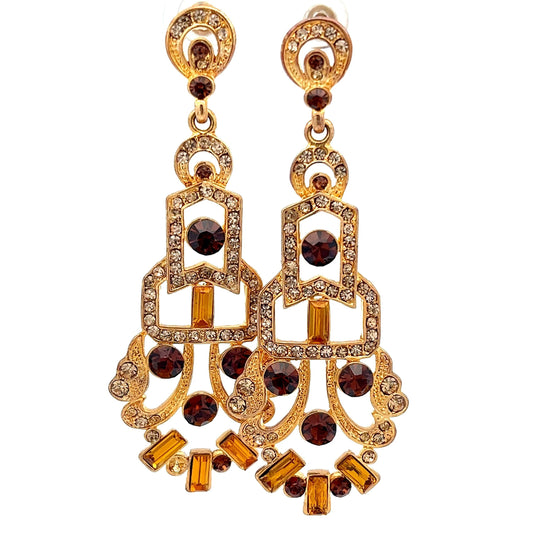 Load image into Gallery viewer, Brown &amp;amp; Amber Drop Earrings - Born To Glam

