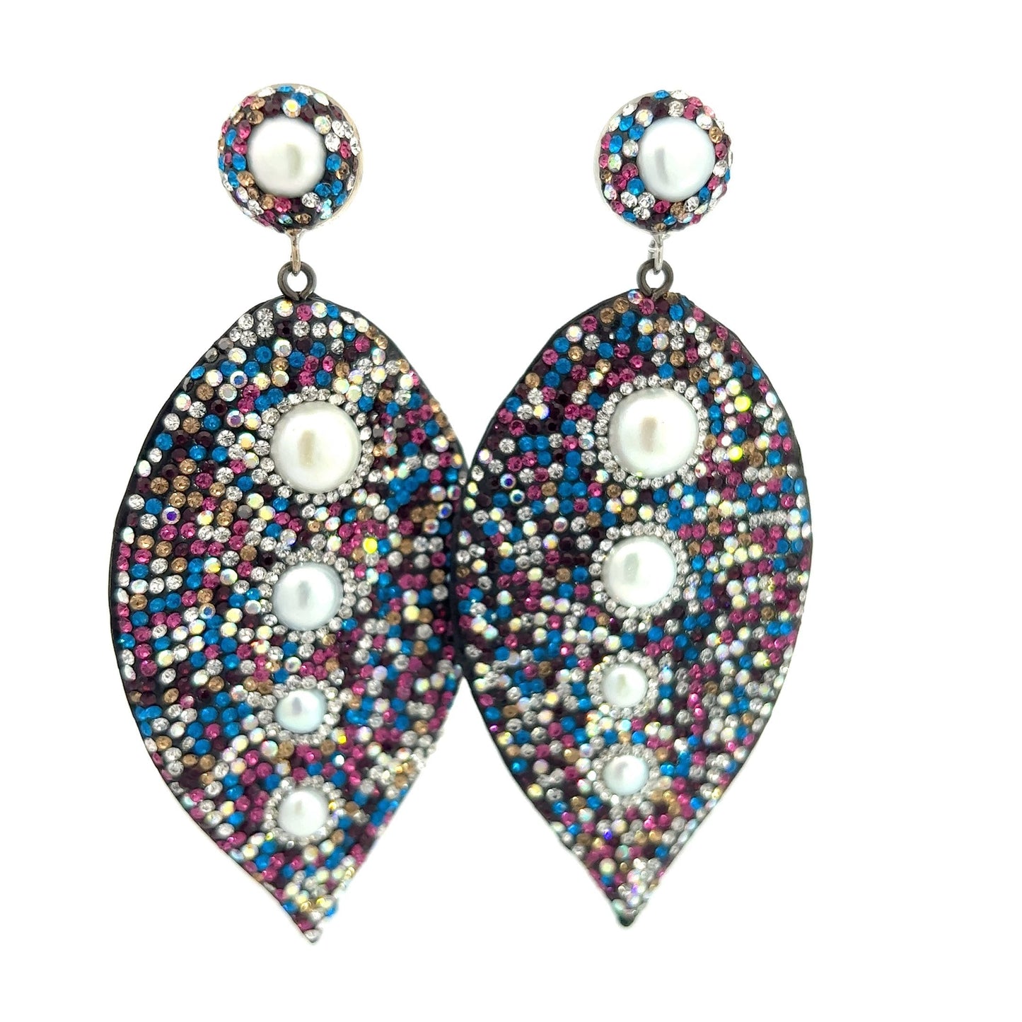 Load image into Gallery viewer, Multicolor Triple Pearl Statement Earring - Born To Glam
