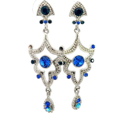 Load image into Gallery viewer, Blue &amp;amp; Silver Dangle Earring - Born To Glam
