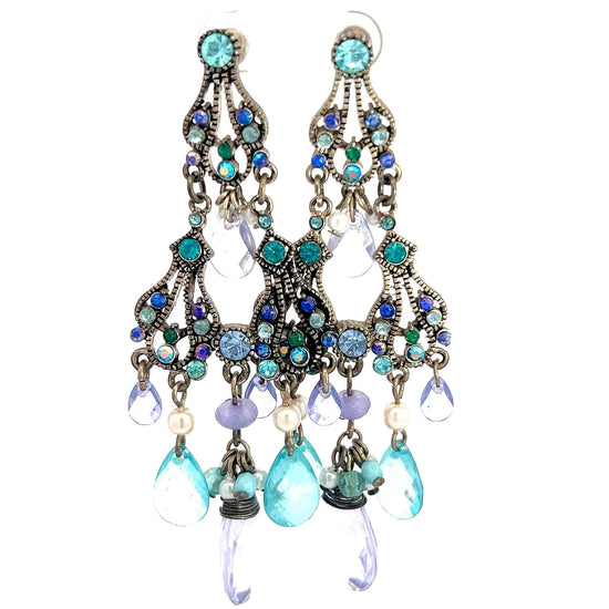 Blue & Purple Crystal Chandelier Earring - Born To Glam