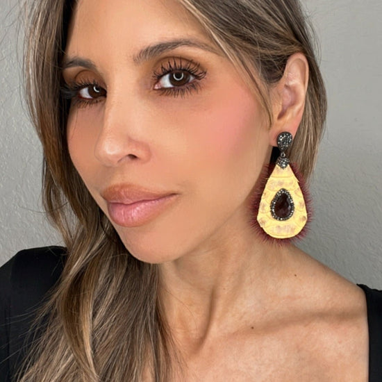 Yellow Leather Snakeskin Earring - Born To Glam