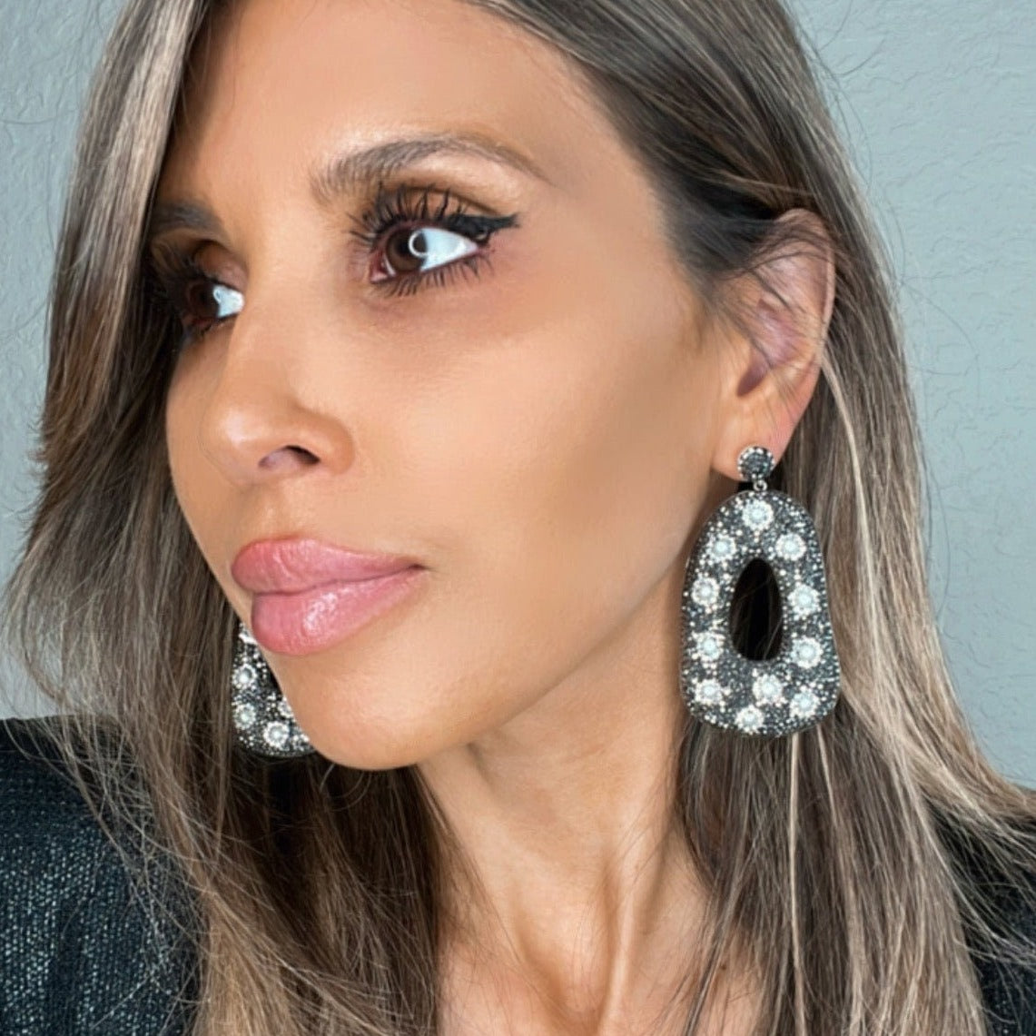 Sterling Silver Crystal Pearl Statement Earring - Born To Glam